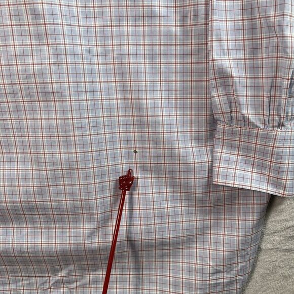 Turnbull & Asser Mens Dress Shirt XL?*READ White/Blue Plaid Designer Button Down - Picture 14 of 15
